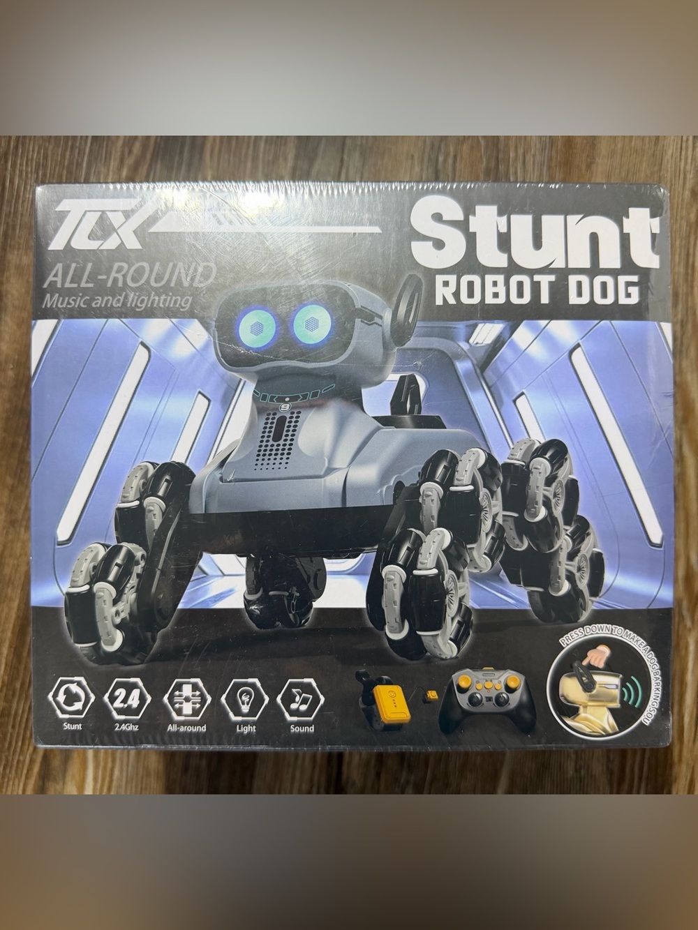 RCX Music & Lights Stunt Robot Dog Remote Control Toy - Silver/Black